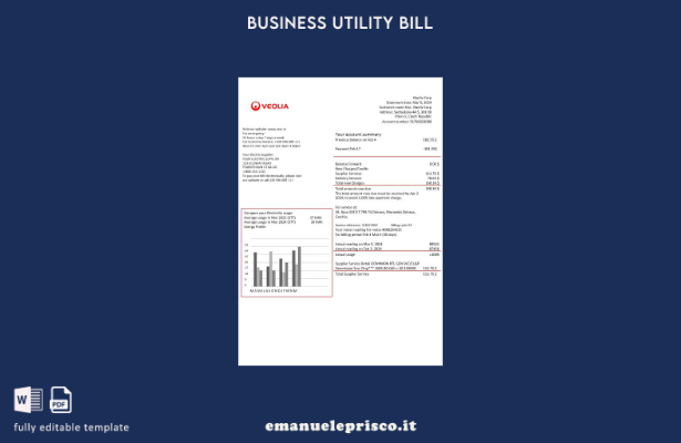 stile verificato Repubblica Ceca Veolia Energy Modello di bolletta delle utenze 